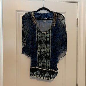 Sheer blue blouse with tank